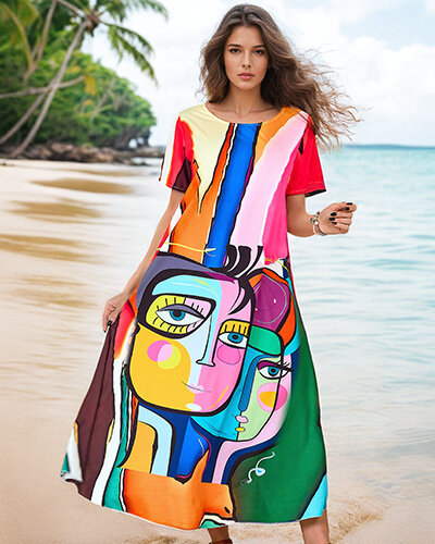 Royalfashion Naiste mustriline printkleit