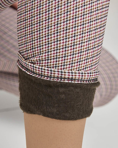 Gray-black women's checkered treggings- Clothing