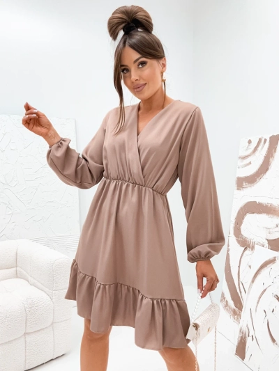 Royalfashion Women's Mini Dress with Ruffles and Wrap Neckline