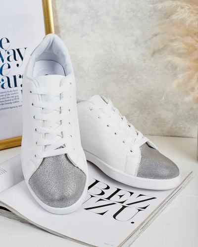 Royalfashion Calista women's stylish silver and white eco-leather sneakers