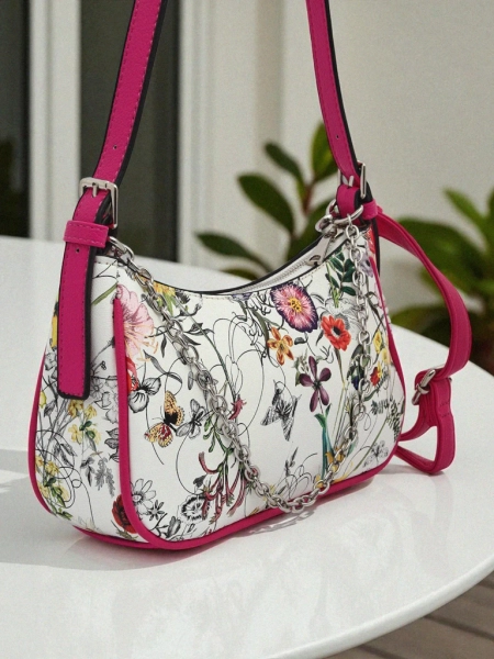 Royalfashion Small women’s handbag made of eco leather with floral pattern Lily Bloom
