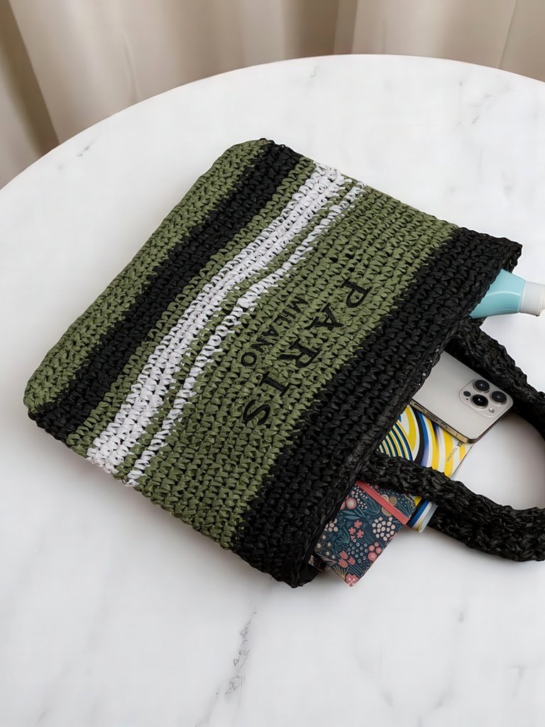 Royalfashion Большая женская соломенная сумка Paris Stripe
