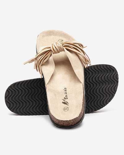 Women's slippers with beige tassels Guttis - Footwear