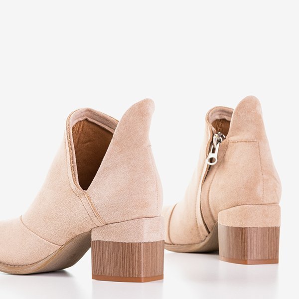 Jasnobrązowe damskie botki na słupku Jeneuer - Obuwie