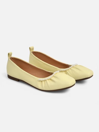 Aurelia Bella Women's Ballet Flats in Yellow Eco Leather