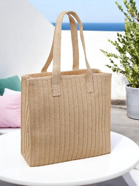Royalfashion Large straw women's handbag Natural Sunner