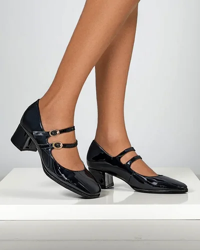 Royalfashion Lakaeritud naiste pumps plokkninal rihmadega Weyy