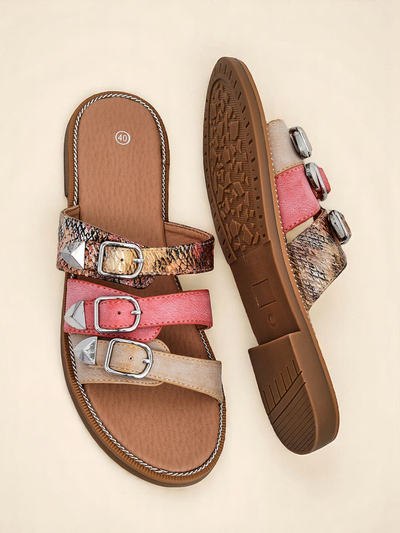 Royalfashion Women's Flat Snake Chic Flip-Flops