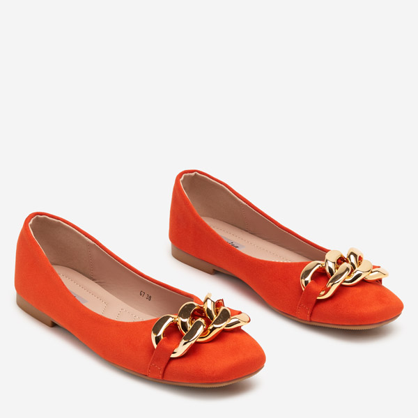 OUTLET Orange women's ballerinas with Caviene decoration - Footwear