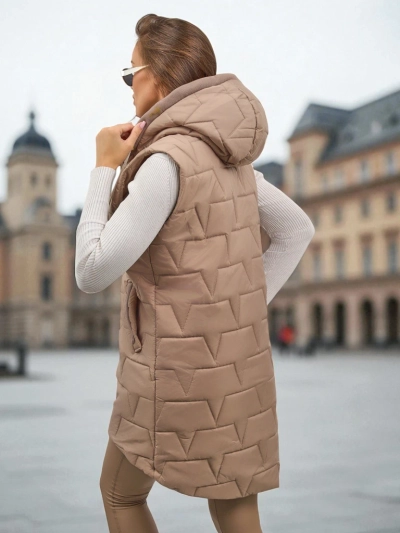 Quilted Long Women's Vest with Hood Echo Shard