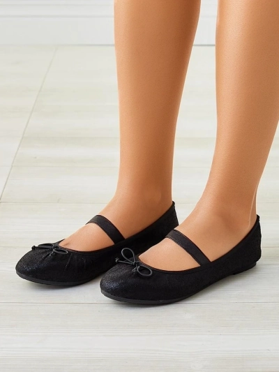 Royalfashion Shiny women's ballet flats with bow and elastic Safte