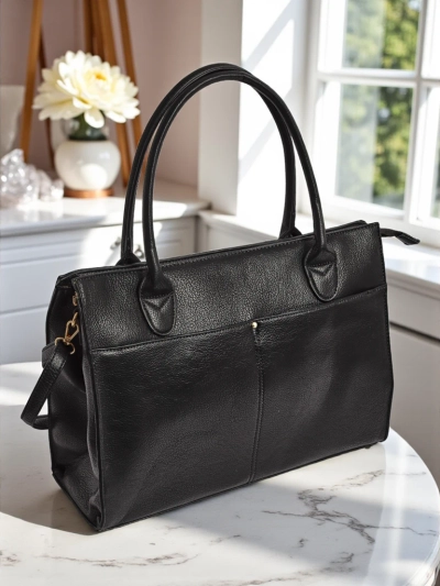 Aristea Nero women's bag black eco leather 41x31 elegant