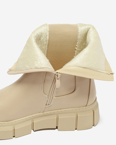 Women's platform boots in beige Couell- Footwear