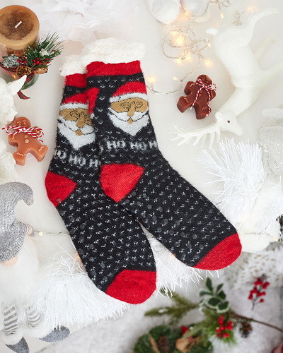 Royalfashion Warmed Christmas mustad naiste sokid
