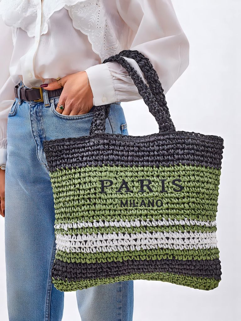Royalfashion Большая женская соломенная сумка Paris Stripe