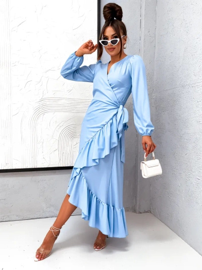 Royalfashion Tied women's midi dress with ruffles