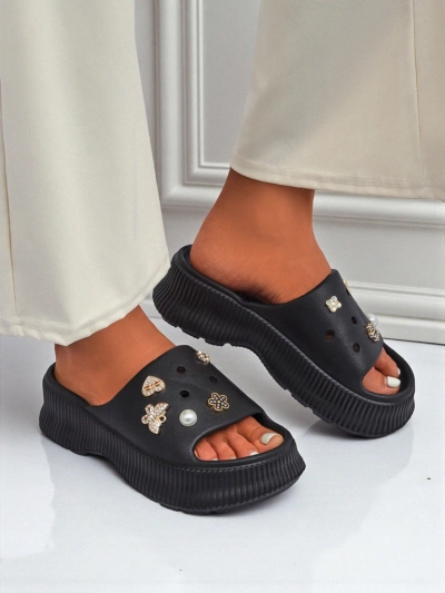 Royalfashion Women's rubber slippers with Slash Glam decorations