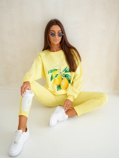 Royalfashion Women's cotton set with lemon sweatshirt and leggings