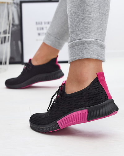 Black women's sports shoes with fuchsia inserts Keteti - Footwear