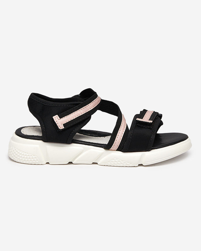 Black and pink children's sandals fastened with Velcro Modis - Shoes