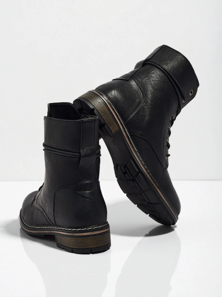 Eco-leather laced women's ankle boots Ravonna