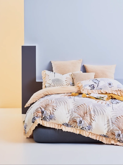 Royalfashion Mönstrad sängkläder med volang 160x200 3-delar set