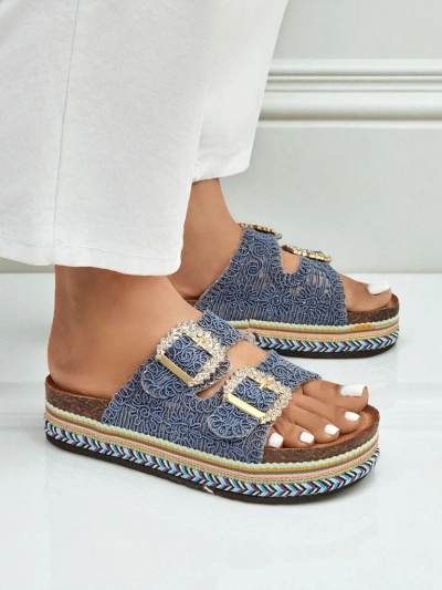 Royalfashion Женские сандалии с пряжками из стразов GlamCork