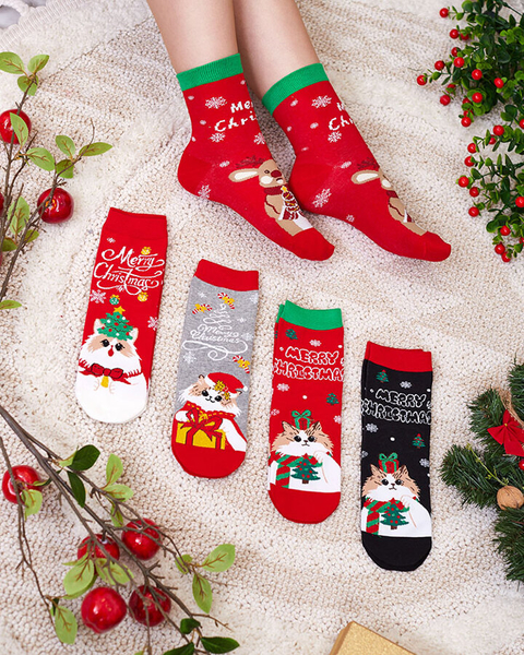 Colorful women's socks with a Christmas pattern - Underwear