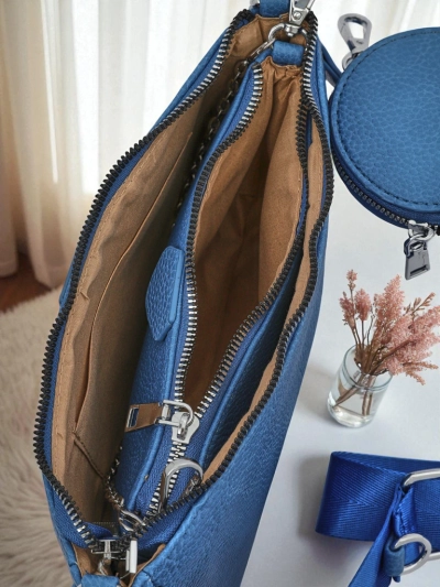 Kallisté women's multi-functional eco-leather handbag blue, 3in1, Italian style