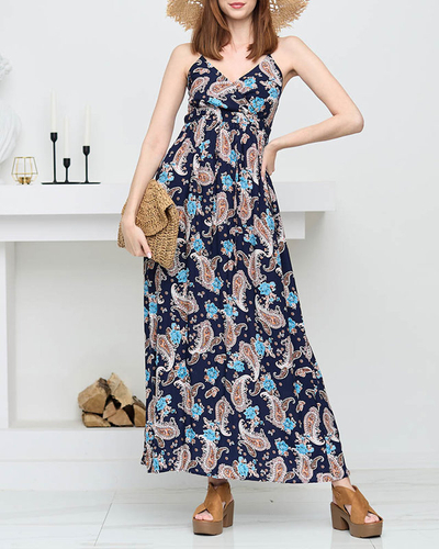 Navy blue airy women's maxi dress - Clothing