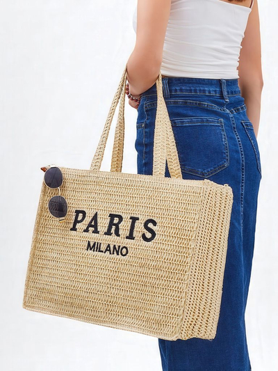 Royalfashion Large Women's Straw Bag Paris Milano Large