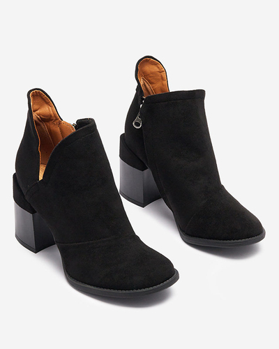 Women's boots on the post with cut-outs in black. Encura- Footwear