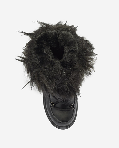 Черные детские ботинки-слипоны a'la snow boots with fur Asika - Обувь