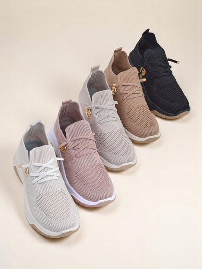 Royalfashion Selene women's sneakers - comfortable white flat-soled shoes