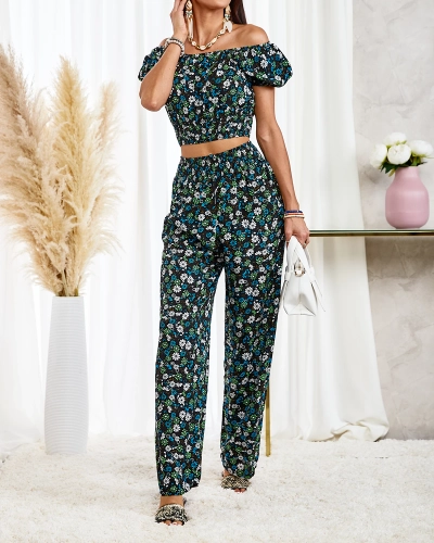 Royalfashion Must kaheosaline naiste lilleline komplekt