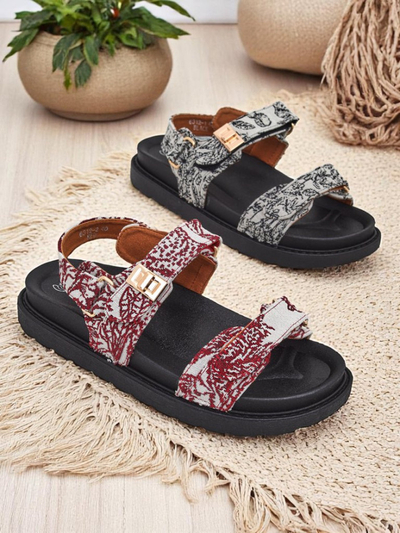 Royal Fashion Women's Sandals with Aloe Print