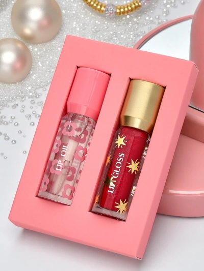 Блеск с блестками и бесцветный блеск 2в1 Lady Bug