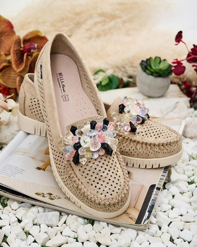 Royalfashion Женские ажурные мокасины из бисера Nasfali