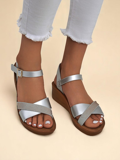 Royal Fashion Women's Rhinestone Wedge Sandals Allona