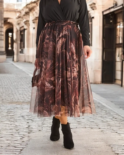 Royalfashion Women's two-layer midi skirt