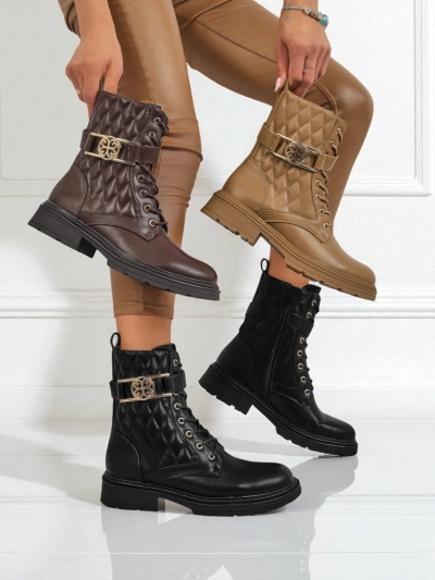 Tepitud ökoloogilisest nahast naiste poolsaapad Sable Rose