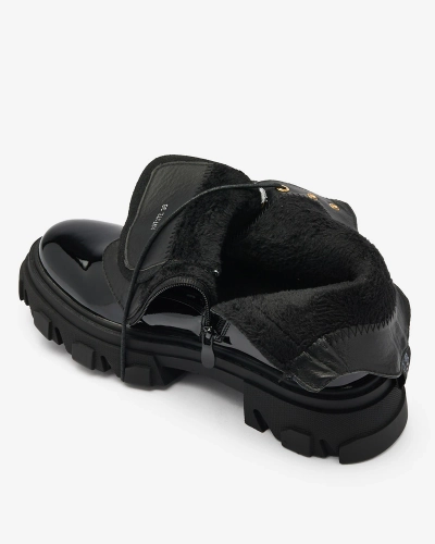 Royalfashion Mustad lakitud naiste isoleeritud baggerisaapad Setogia