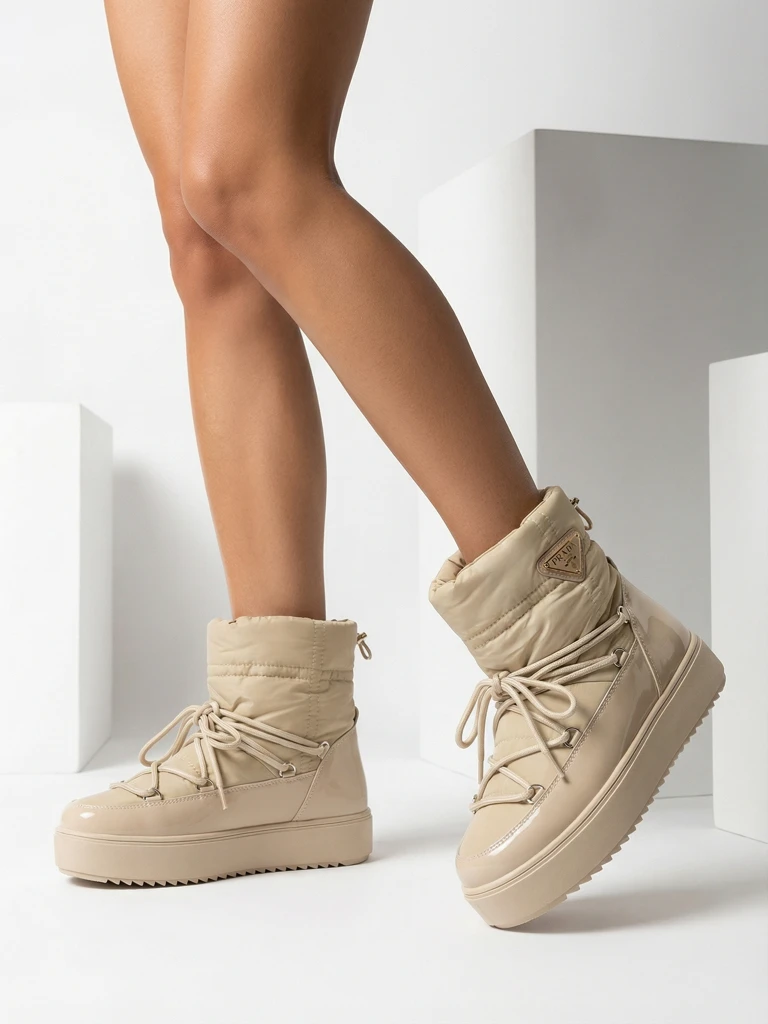 Royalfashion Женские сапоги-слипы a'la snow boots светло-коричневого цвета Vevnose