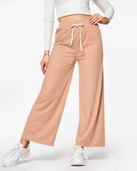Brown women's wide pleated palazzo pants - Clothing