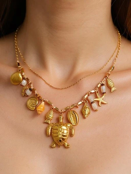 Ожерелье Atena Charm Sea – золотые амулеты с морскими мотивами