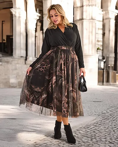 Royalfashion Kvina's Et-Lag Midi Skirt