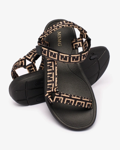 Royalfashion Black and brown women's sports sandals with print Iberifa