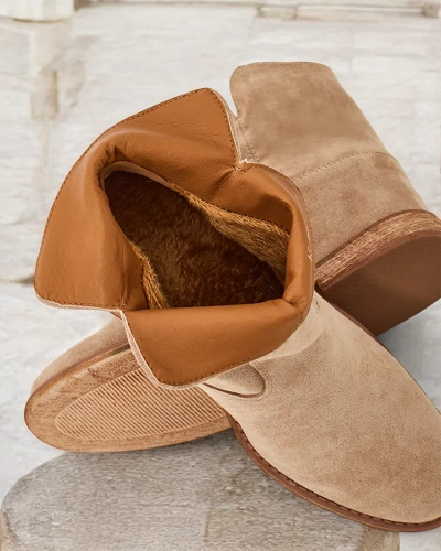 Royalfashion Boots in cowboy style on a covered wedge Blueston