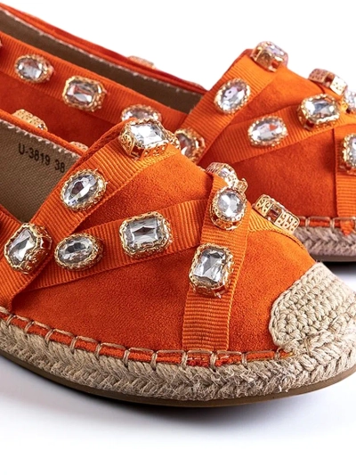 Oranžid naiste espadrillid Wamba kristallidega - Jalatsid