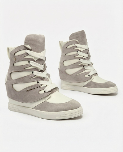 Royalfashion Grey women's sporty boots on a Pamstinsa heel